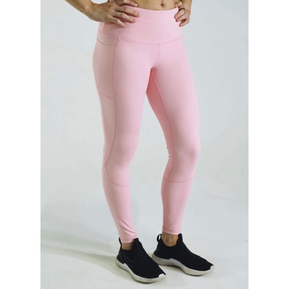 Feed Me Fight Me Leggings Women Medium Pink NEW High Waist Pockets Squatproof